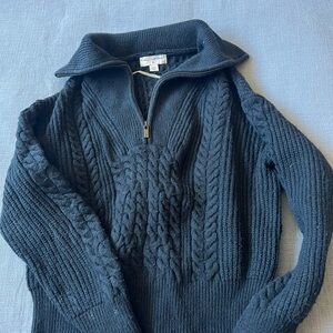 Nili Lotan Dark Blue Cable Knit Sweater